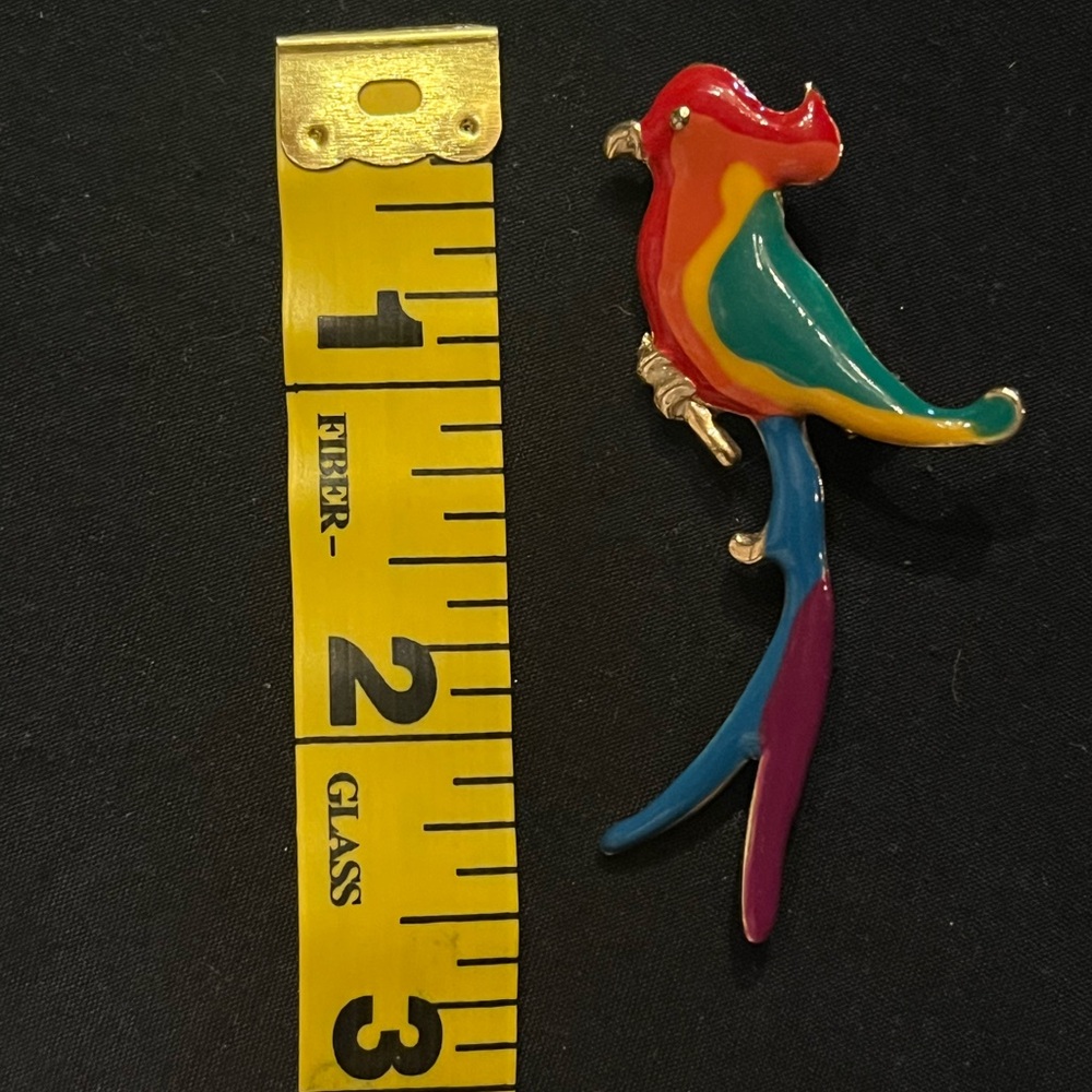 Colorful Enamel Parrot Bird Pin - Picture 5 of 5